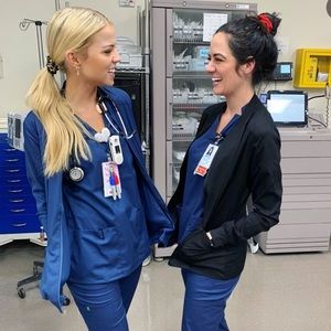 Jaanuu Scrub Set XS Navy with Straight Leg Pants Nurse